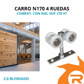 Carro riel 170 blindado portón corredizo