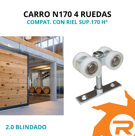 Carro riel 170 blindado portón corredizo