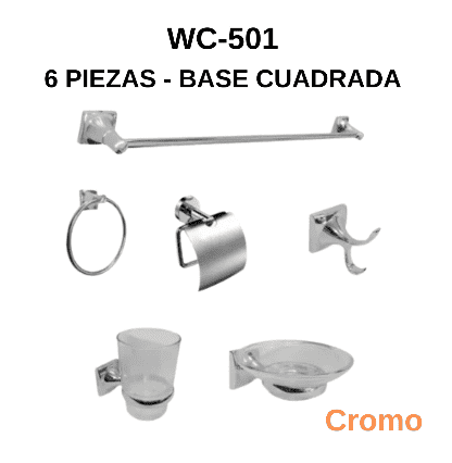 Set de baño 6 piezas base cuadrada - Imagen 2