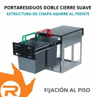Porta residuos doble con estructura de chapa agarre al frente-Cierre suave