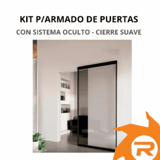 Kit para armado de puerta vidriada con sistema corredizo oculto-Cierre suave