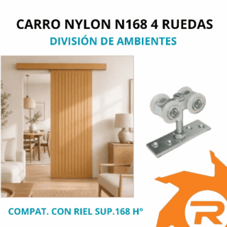 Carro nylon N168 para riel portón corredizo