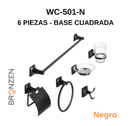 Set de baño 6 piezas base cuadrada - Imagen 3