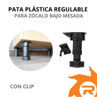 Pata plástica regulable c/clip para zócalo