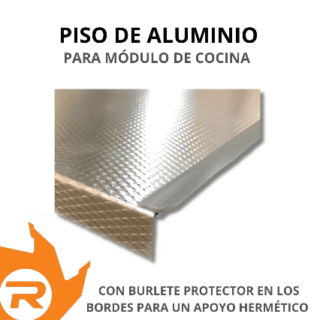 Piso de aluminio con burlete de apoyo perimetral-Mueble de cocina