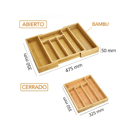 Cubiertero extensible en madera de bambú - Imagen 3