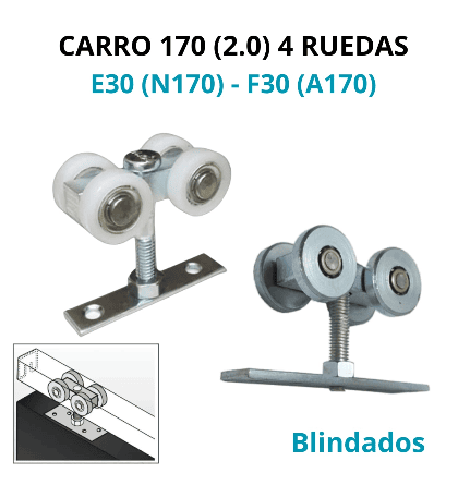 Carro riel 170 blindado portón corredizo - Imagen 2