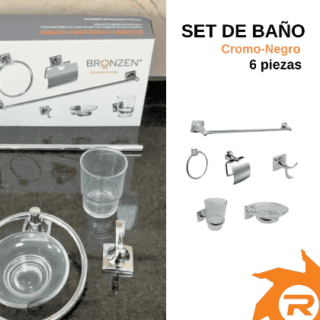 Set de baño 6 piezas base cuadrada