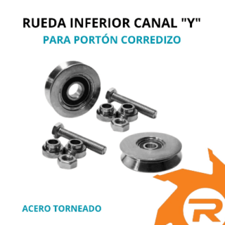 Rueda inferior portón canal "Y"con bujes, bulón y tuerca