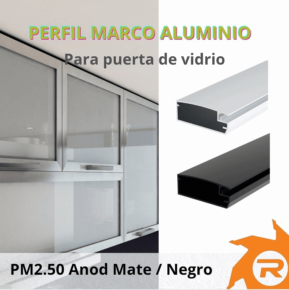 Perfiles marco aluminio para puertas de vidrio