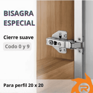 Bisagra cierre suave perfil aluminio 20 x 20