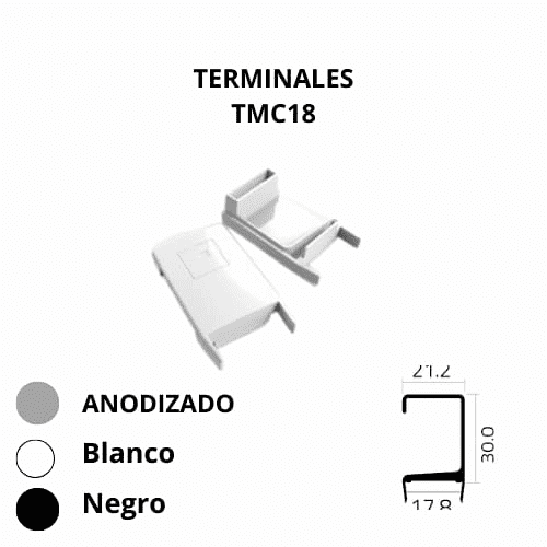 Tapa terminal para perfil manija 18 mm - Imagen 3