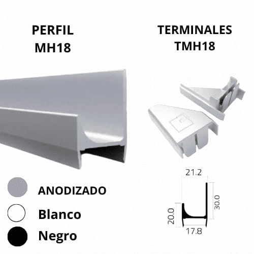Perfil tirador manija aluminio 18 mm - Imagen 4