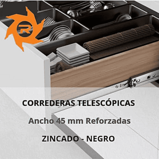 Corredera telescópica de 45 mm reforzada