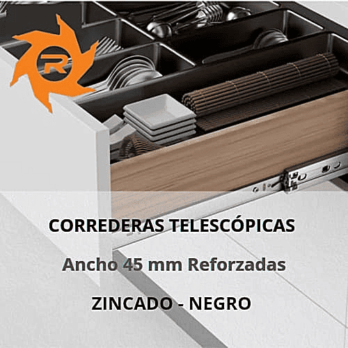 Corredera telescópica de 45 mm reforzada