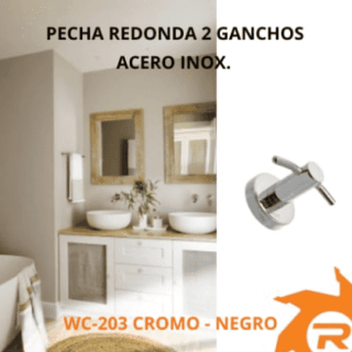 Percha redonda para baño 2 ganchos